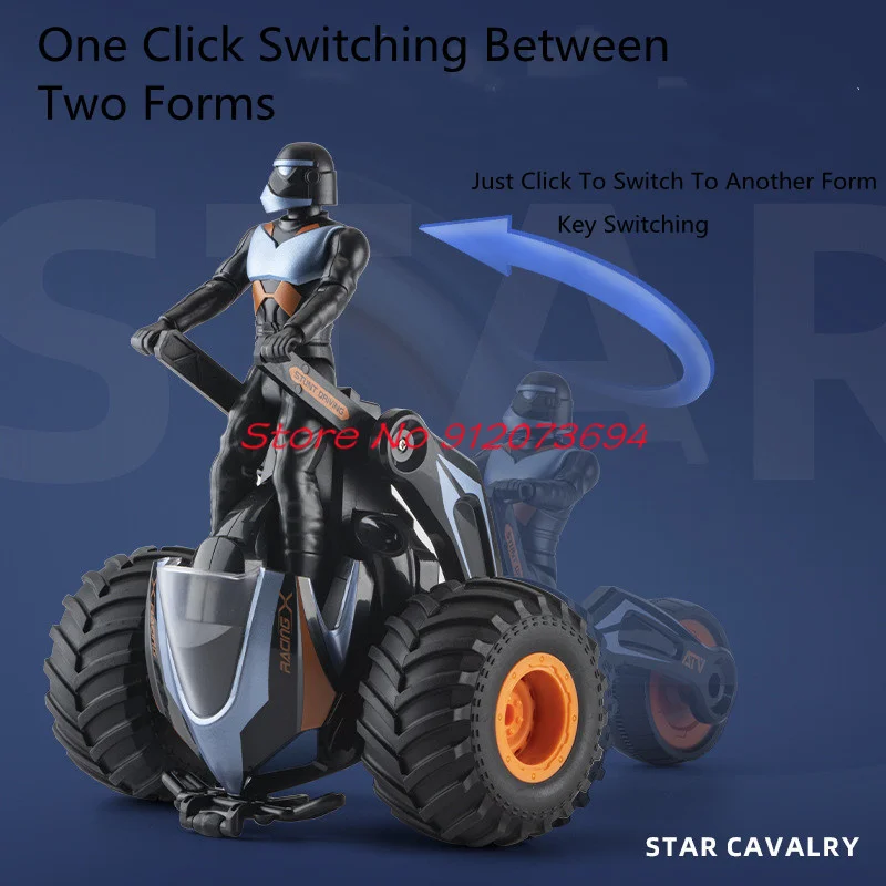 Dual Mode Deformation High Speed Remote Control Motorcycle 30Mins Cool Lighting And Sound Effect 360 ° Rotating RC Tricycle Car