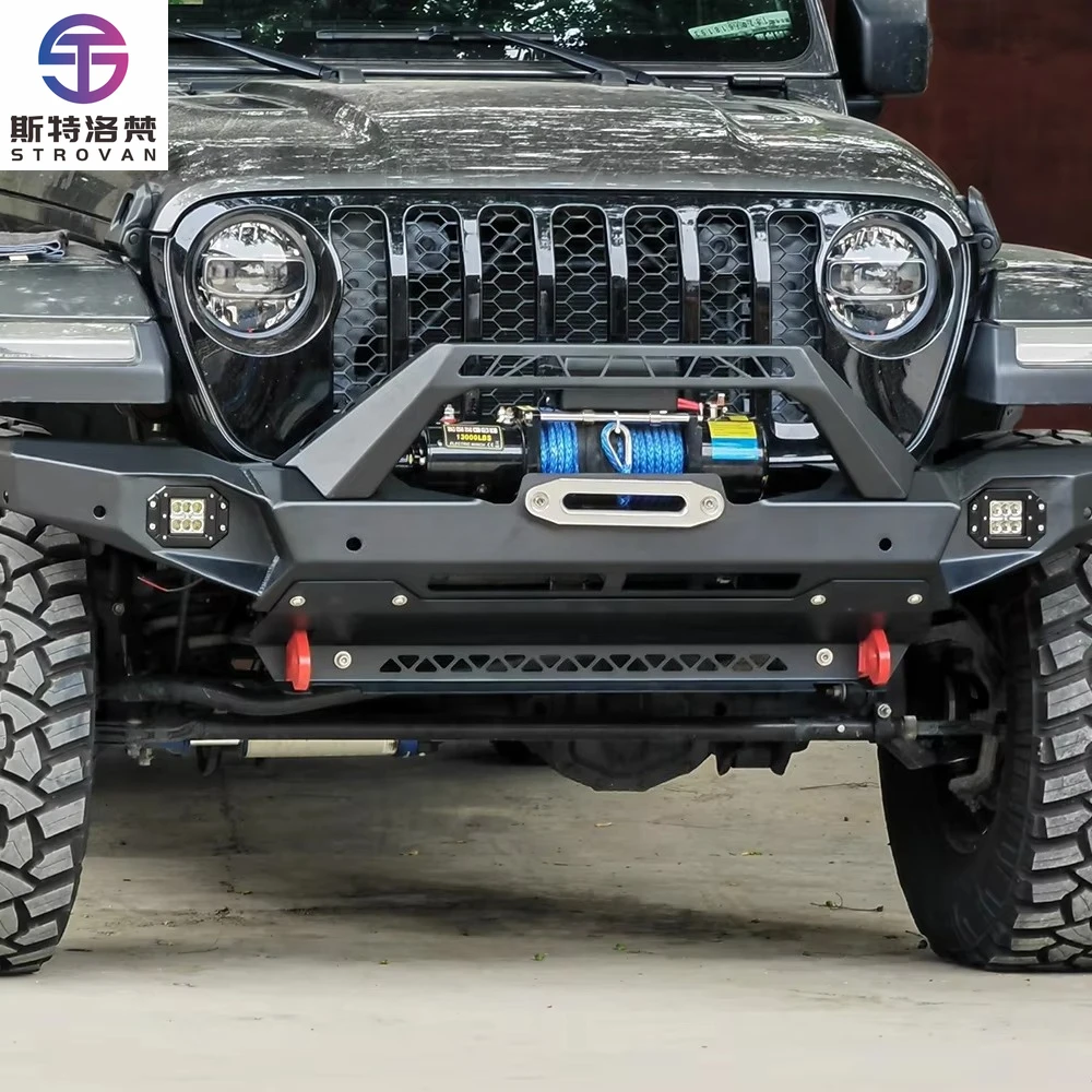 

AQTA Suitable Modified Front Bar Full Width Protection Bars Anti-Collision Steel Bumper for 2023 Gladiator(Winch Not Includ