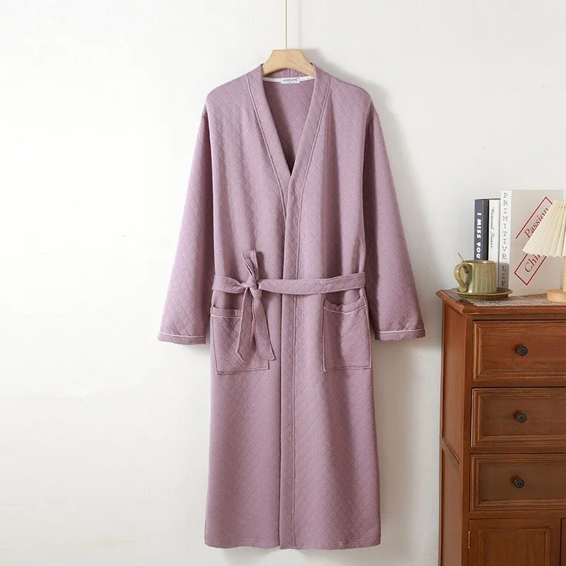 الخريف الشتاء النساء القطن الدافئ مع حشو رداء السيدات البشكير الإناث طويلة الأكمام روب للنوم الجلباب ملابس منزلية بسيطة