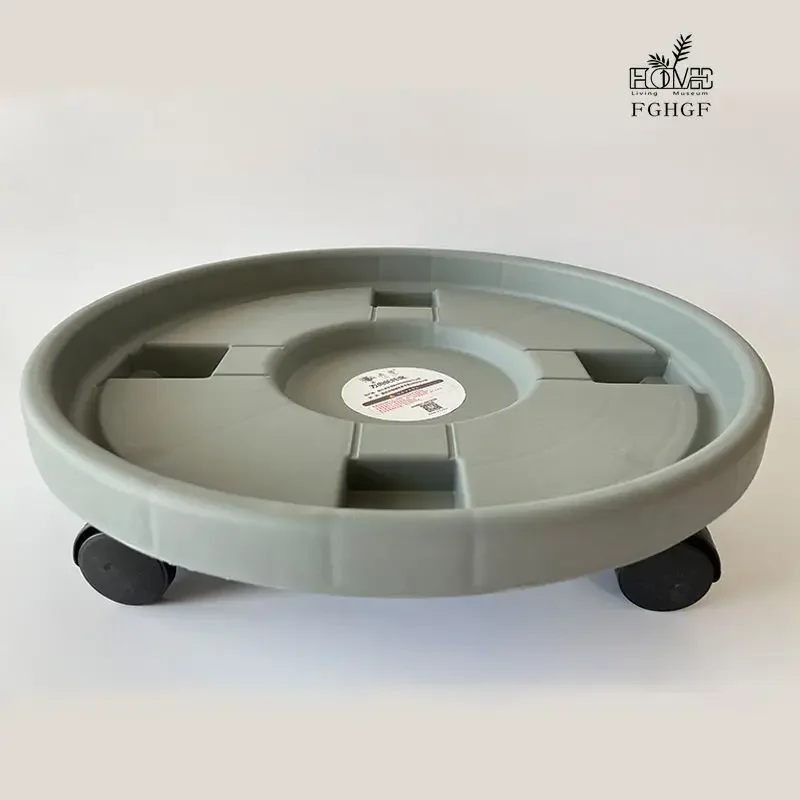 Mobile flower pot tray with wheels, household base, thickened tree base, universal wheel water tray, white resin chassis