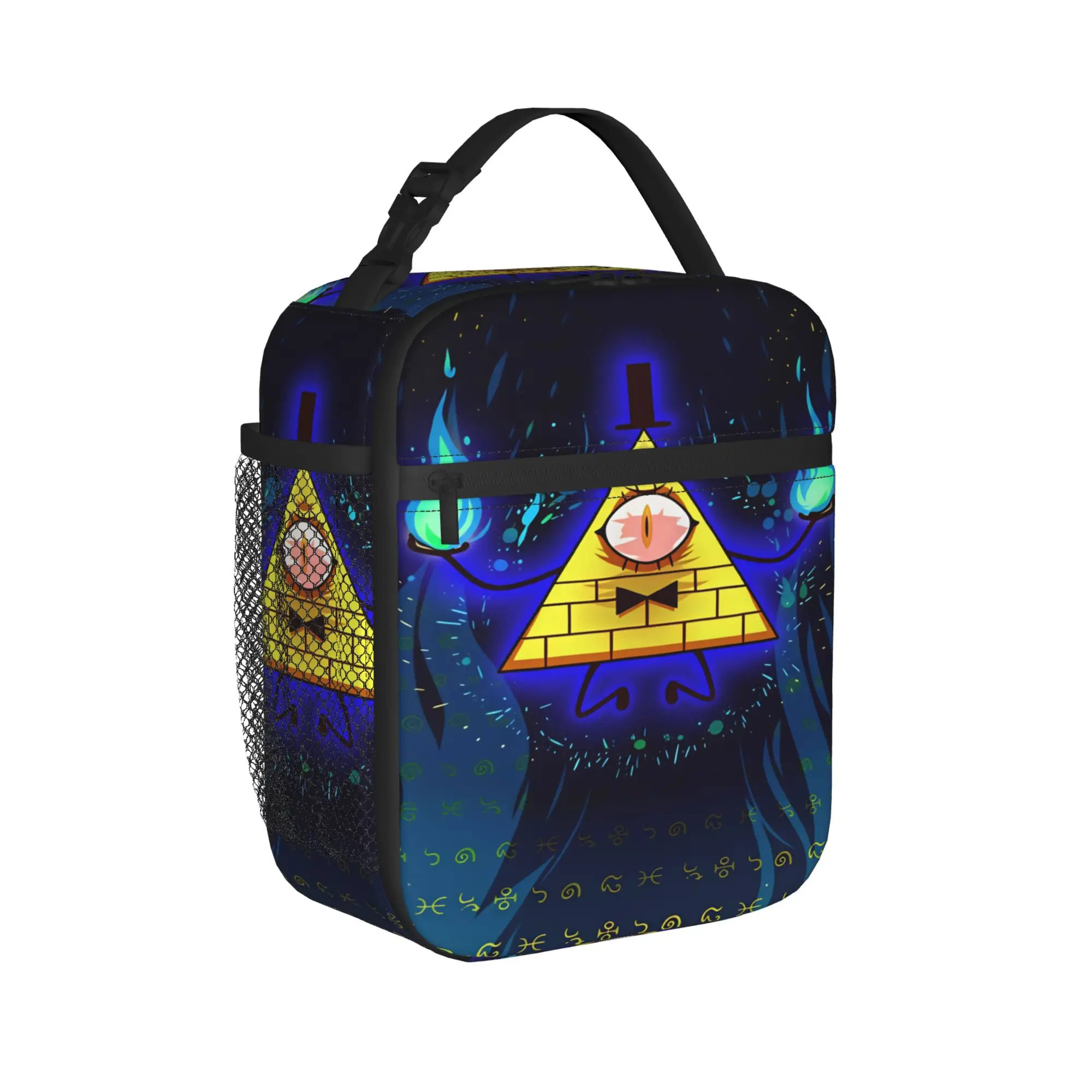 G-Gravity Falls Lunch Bag Bill Cipher Portable Lunch Box Men School Graphic Cooler Bag Funny Oxford Thermal Lunch Bags