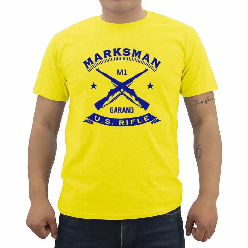 New Marksman T Shirt M1 Garand U S Rifle Print T Shirt Summer Men's Sniper T Shirt Infantry T Shirt Casual Cotton Tees Cool Tops