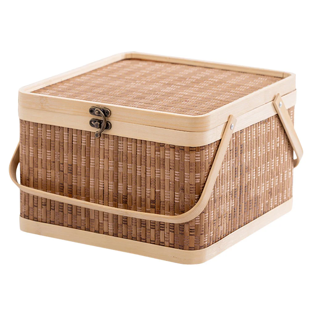 

Egg Storage Basket Sundries Vegetable Decorate Bamboo Multi-use Small Baskets Lidded Large Handle Design Household