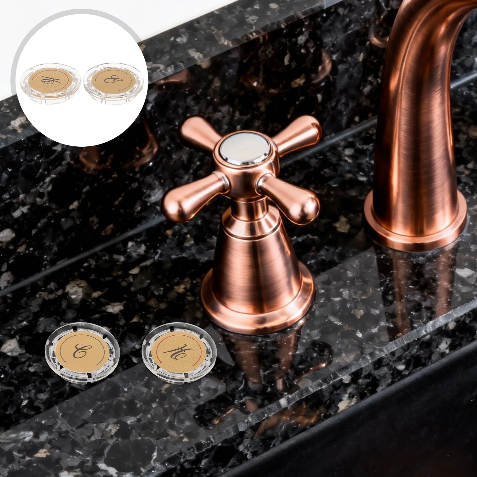 

4 пары декоративных накладок на ручки смесителей для ванной комнаты с индикаторами горячей/холодной воды, эмблемами и крышками для душевых клапанов