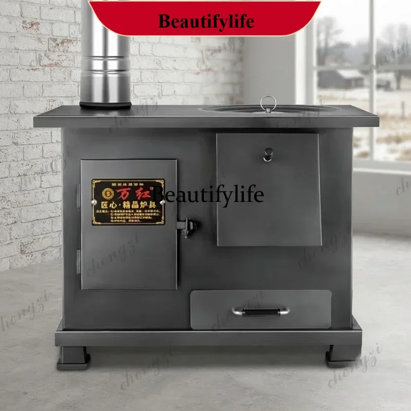 Chimeneas Portable Smokeless Wood Gasification Heating Stove for Indoor Rural Home Mobile Warmth Cast Iron Firewood Burner a95