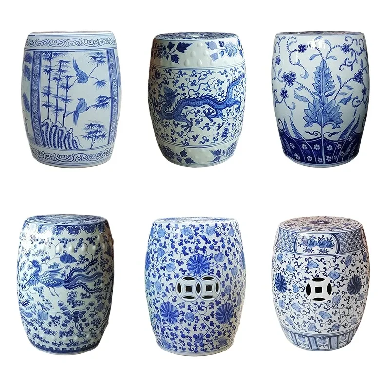 Jingdezhen ceramics are hand-painted blue and white entwined dragons and phoenixes with auspicious patterns, flower and