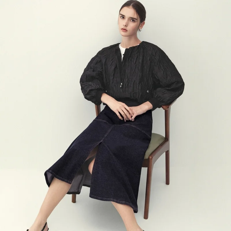 

Милая антивозрастная круглая Ne Jaet, свободная плиссированная молния на шнурке, женская верхняя одежда, осень 2021, корейский Sle