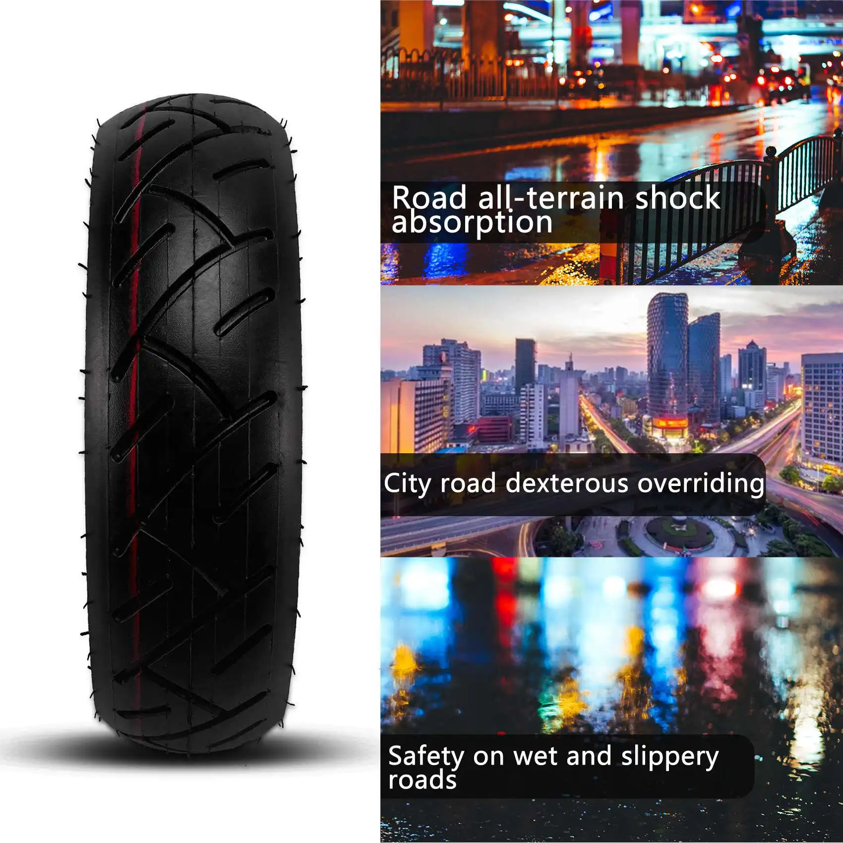 

-[Cilae-17R] 10X2.5 Front/Rear Scooter Tire Wheel Solid With Inner Tube Replacement For 10 Inch Electric Scooter Skateboard Diy