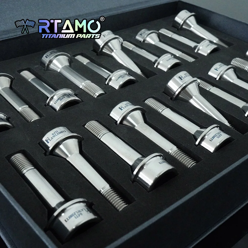 RTAMO Gr5 Titanium Wheel Bolt M14X52/62/68mm 1.5Pitch Car Wheel Lug Screws Highstrength for Ferrari 488