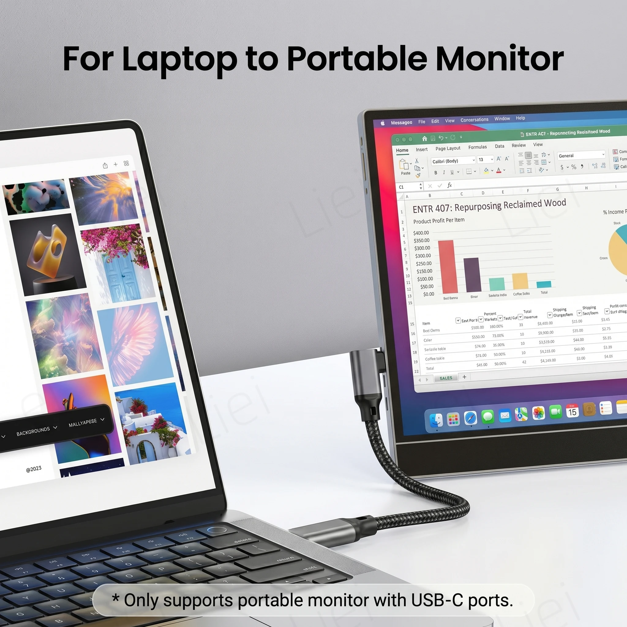Kabel do monitora 20 Gbps 5K/4K, kabel USB typu C z kątowym złączem 90 stopni w kształcie litery L °   Transfer danych USB3.2 Gen2x2, ładowanie PD 240W — zdjęcie produktu 3