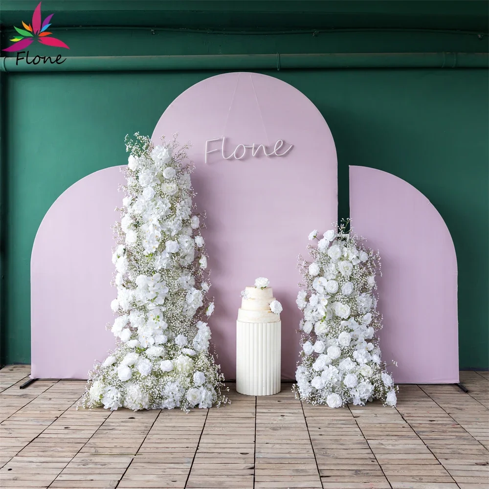 Decor Mariage Event KT Board Artificial Flowers Arrangement White Rose Babybreath Silk Flores Arificiales Decoracion H2.2/1.5m