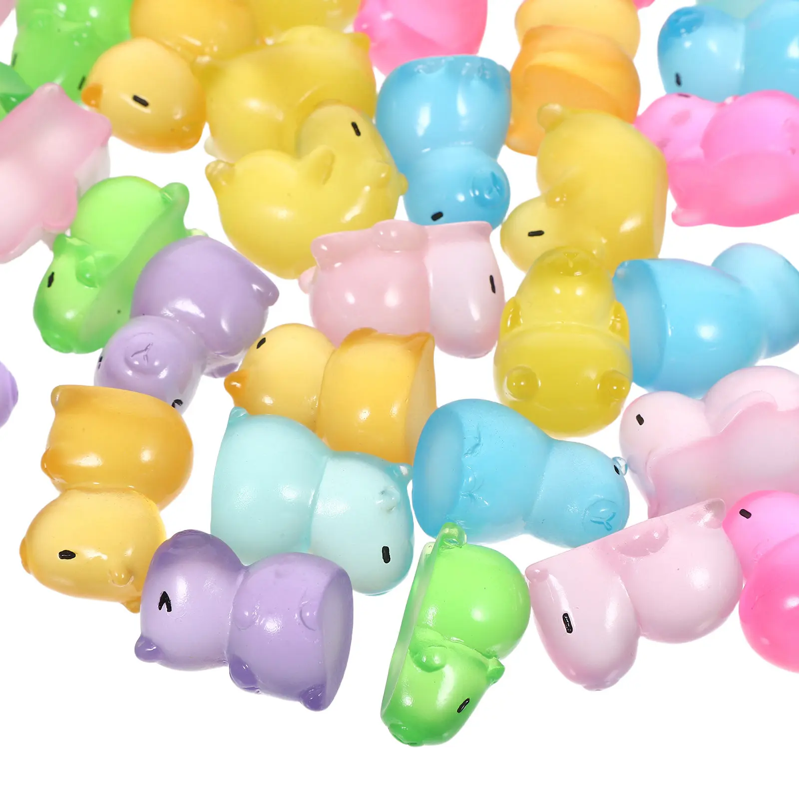 40Pcs Luminous Mini Resin Animal Ornaments Glow in Dark for Desktop Decor Micro Landscape Terrarium Fairy Garden Small Animal