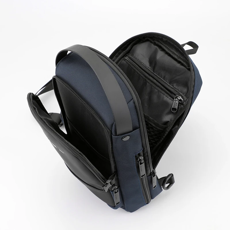 Mochila cruzada de nailon para hombre, bolso de hombro y pecho con puerto de carga USB, resistente al agua, para viaje