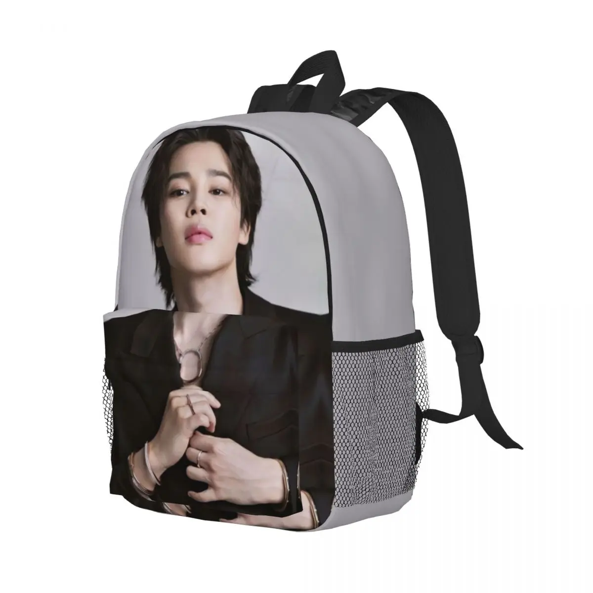 Mochila escolar casual leve impressa estilo Kpop-Like-Jimin para escola, ao ar livre, compras, escritório 15 polegadas