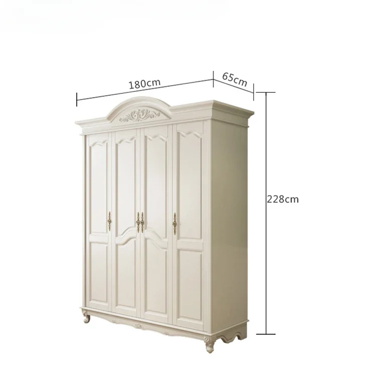 # Hot Sales Four Door Wardrobe Antique European Whole Wardrobe French Bedroom Furniture White Wardrobe