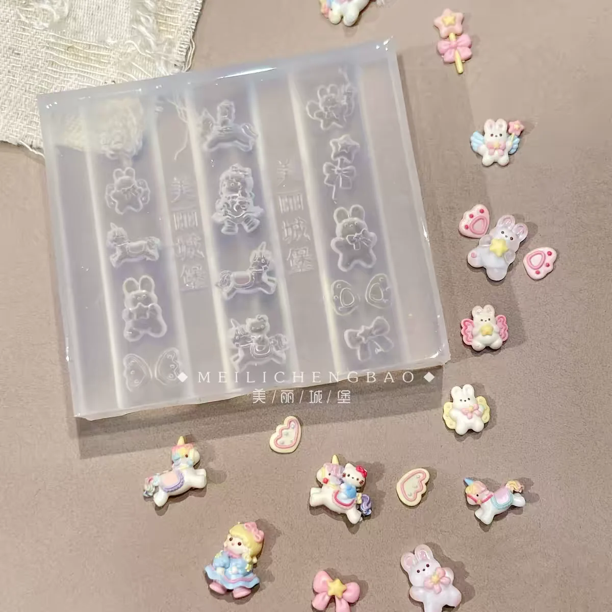 1pc Unicorns Halo Carousel 3D Acrylic Nail  Mold Nail Art Decorations Nails DIY Silicone Nail Stamping Plates Nails Products view 5