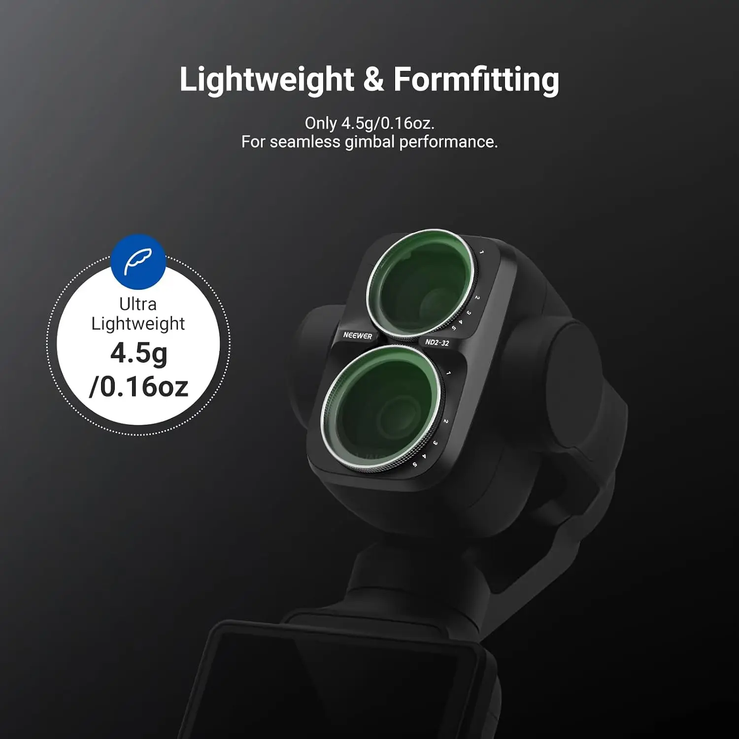 NEEWER Clarity+ND/CPL Filter für DJI Osmo Pocket 4P, HD Variable Neutral Density ND2-32, Zirkularpolarisator, Schwarze Diffusion 1/4 – Detail 2