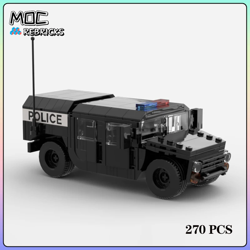 

City Series MOC Bricks Police Humvee Swat Vehicle Building Block Model DIY Puzzle Assembling Toys Birthday Gifts