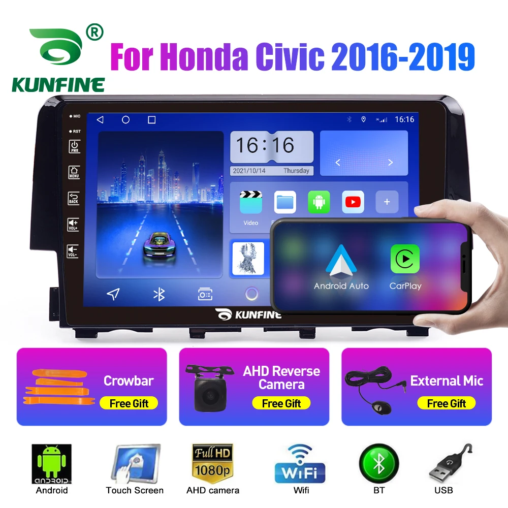 

10.33 Inch Car Radio For Honda Civic 2016-2019 2Din Android Stereo DVD GPS Navigation Video Player Multimedia Carplay Android Au