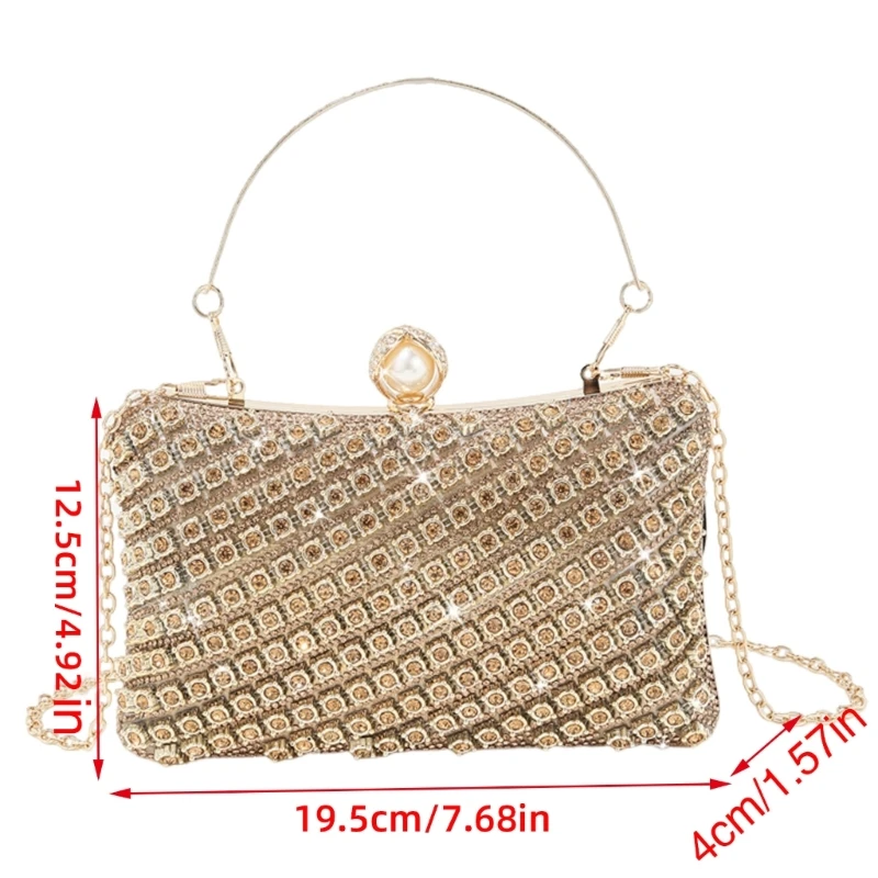 Women Evening Clutch Bag Rhinestones Clutch Purse Evening Handbag Fashion Chain Strap Purse for Party and Wedding