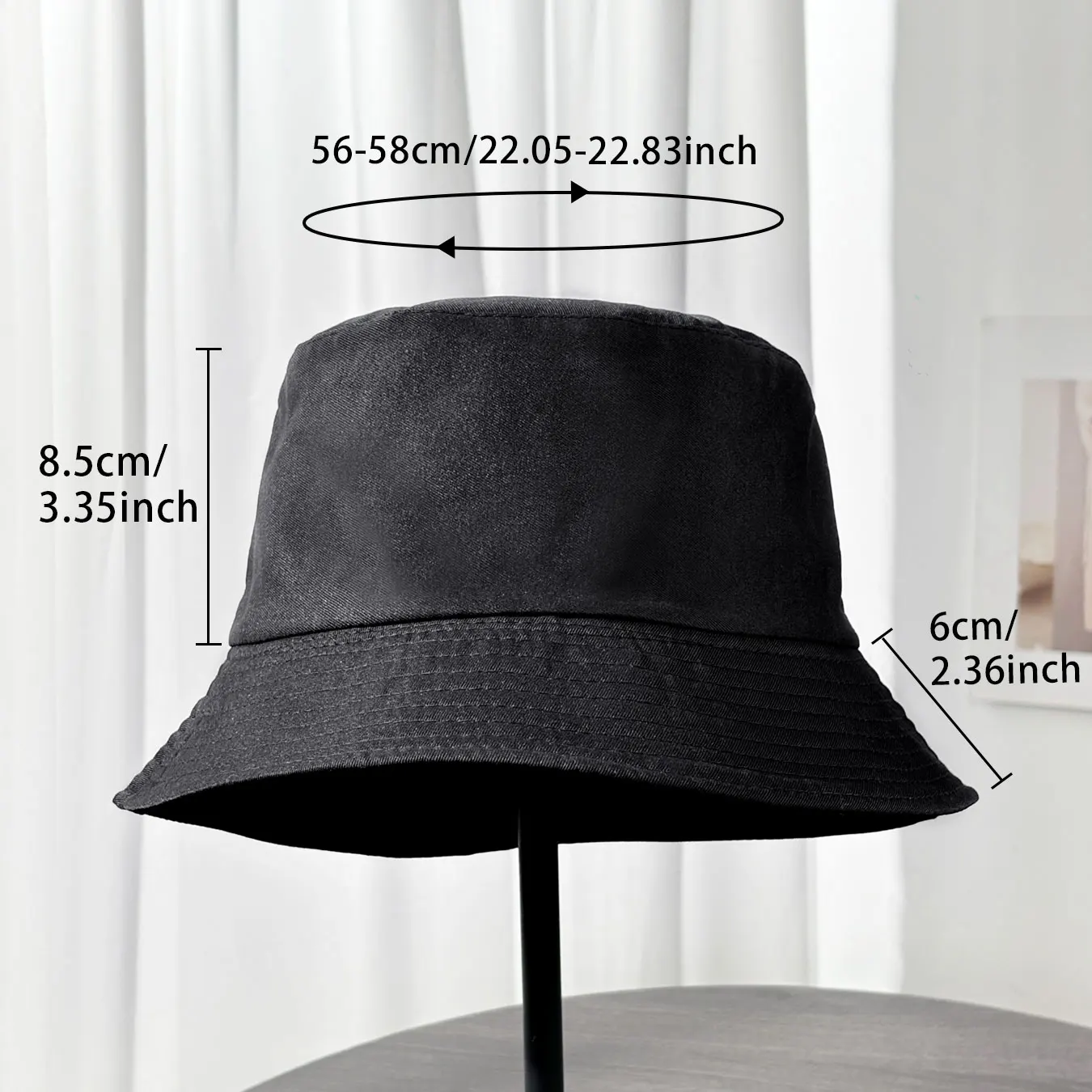 Classic Plain Black Fisherman's Hat, Unisex Casual Bucket Hat, Reversible, Suitable for All Seasons, Casual Style, Foldable, Outdoor Sun Protection Bucket Hat, a Fashionable Accessory Suitable for Daily Wear and Travel