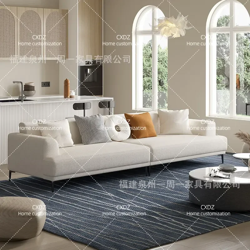 Nordic Cotton Linen Fabric Sofa Modern Simple Cream Style Straight Row Design for Living Room Small Apartment or Bedroom