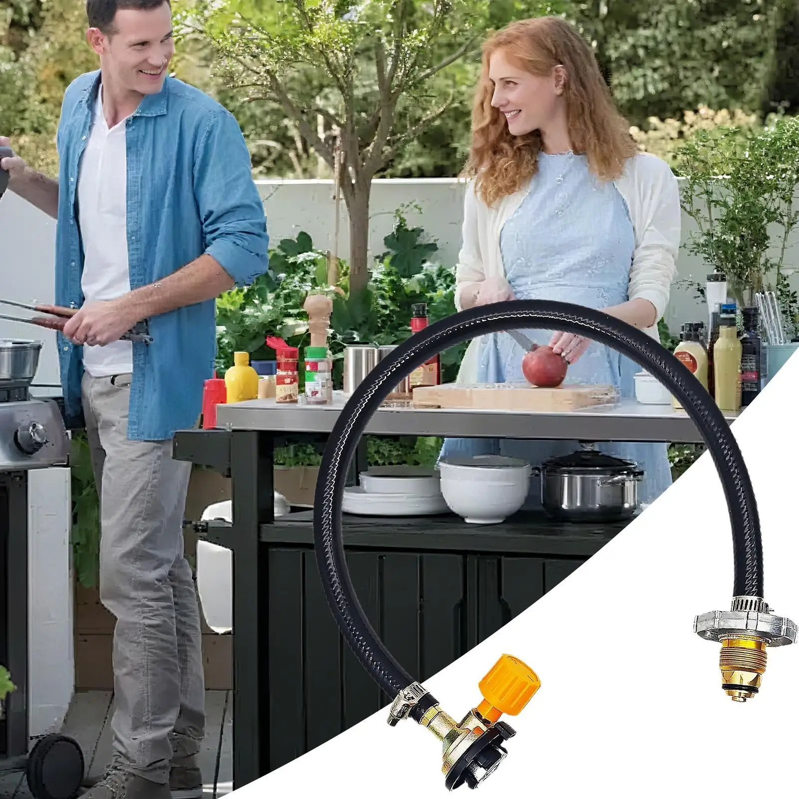Universal Propane Adapter Hose Connect 1 Lb Small Appliances To Large Tanks Compatible With Portable Heaters view 5