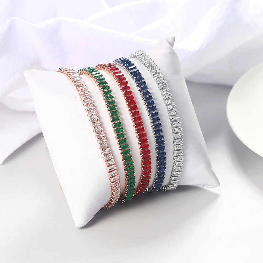 Kpop Women's Bracelet Luxury 2.5*5 Mm Square Multicolor Zircon Bracelets Tennis Chain Wholesale Adjustable Jewelry Female Gifts - view 3