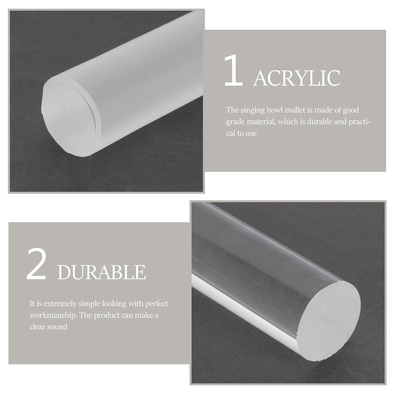 

Acrylic Singing Bowl Mallet Smooth Polished Surface Clear Sound Meditation Tool Sound Bowl Accessory Acrylic Stick