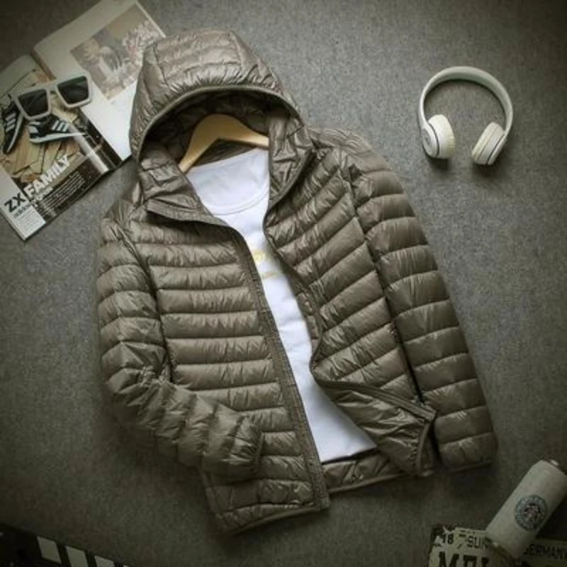 Autumn Winter 90% White Duck Down Coat Men Hooded Ultra Light Down Jackets Male Windproof Warm Parka M- 4XL Mens Cloth New