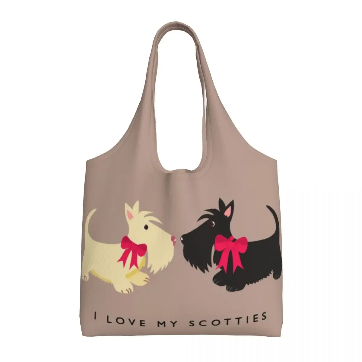 

Сумка для покупок I Love My Scotties, женская парусиновая сумка на плечо, прочная сумка для покупок для собак шотландского терьера, сумки для покупок, подарок