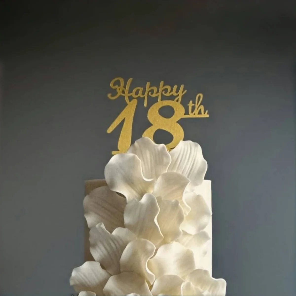 Acryl-Kuchenaufsatz zum 18. Geburtstag, elegantes Coming of Age, goldfarbener Glitzer, Party-Dekoration für Erwachsene, Feier, Kuchen, Partyzubehör – Detail 2