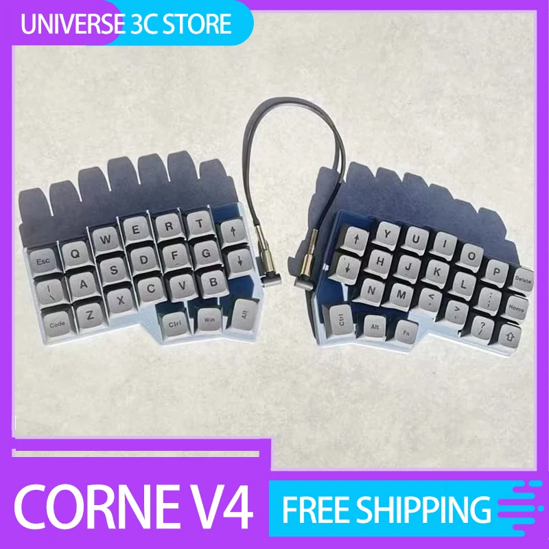 Corne V4 Split Keyboard RP2040 RGB Hot Swap Support QMK/VIAL Split Keyboard Kit with 3.5mm Audio Line Customized PC Gamer Gifts