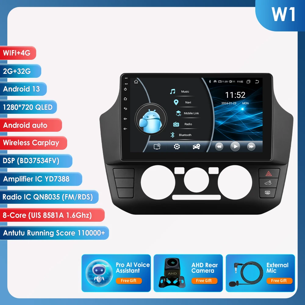 CarPlay Android Auto autoradio voor Volkswagen UP 2017 - 2023 handmatige airco GPS intelligente systemen stereo multimedia autoradio 6115