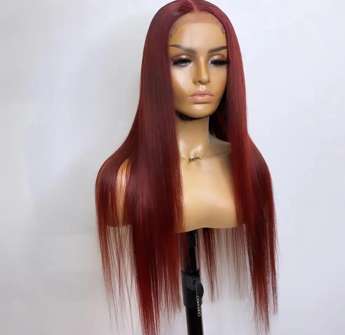 

Svipwig Long Straight Synthetic Lace Front Wig For Women Smooth Wig Red Wine Synthetic Lace Wigs High Density Daily wigs