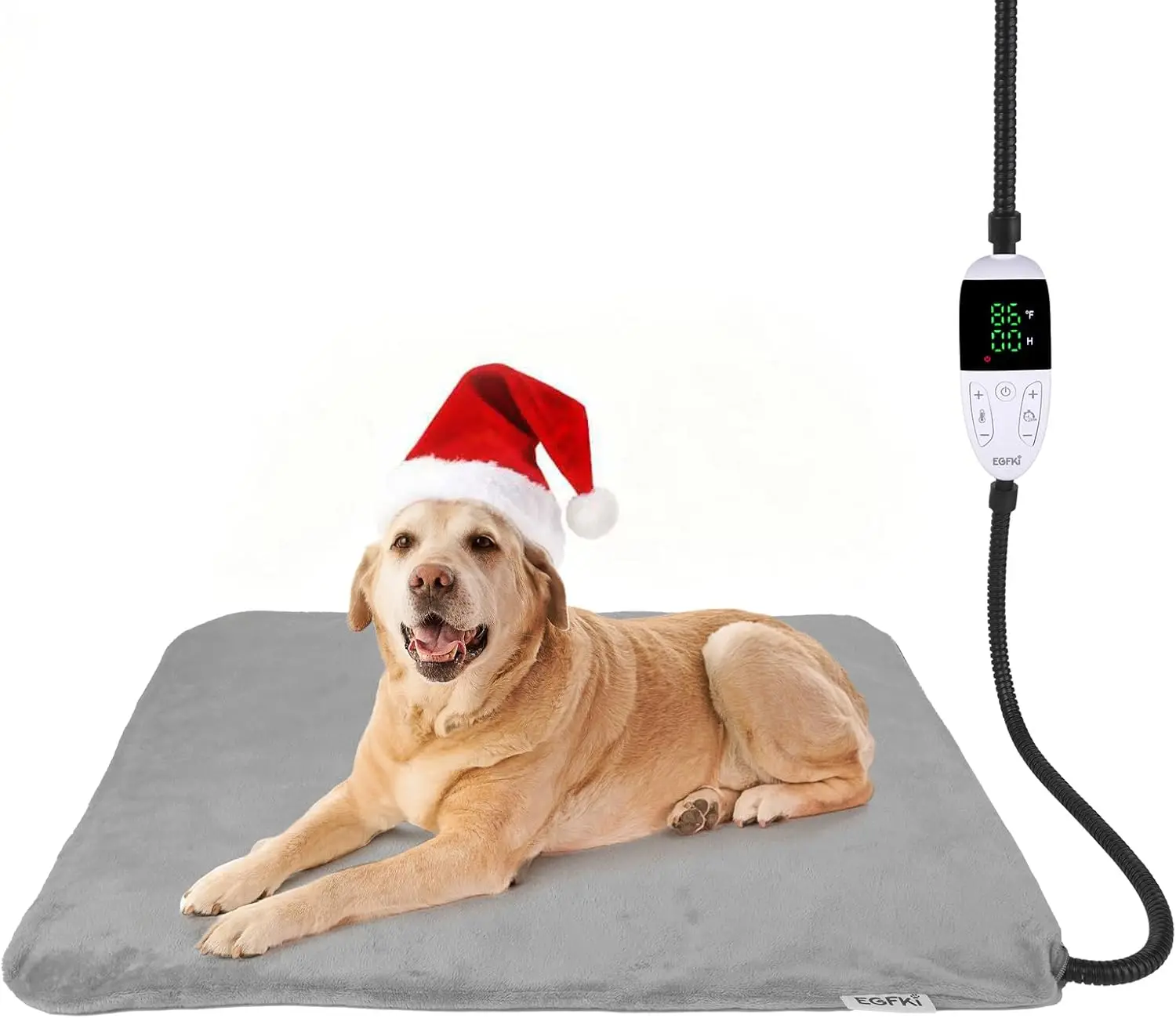 

Large Dog Heating Pad with Adjustable Temperature, Waterproof & Chew Resistant Pet Bed with Timer and Fleecy Cover