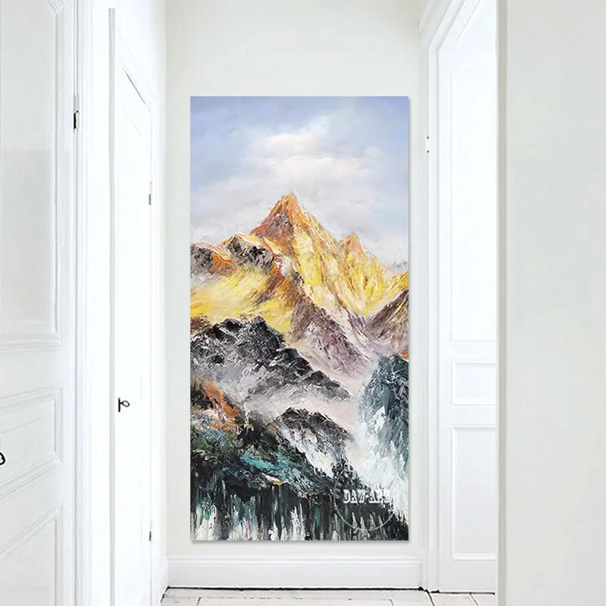 

Contemporary Mountain Beautiful Scenery Wall Frameless Art Abstract Gold Foil Oil Painting Wholesale Of 3d Pictures Canvas