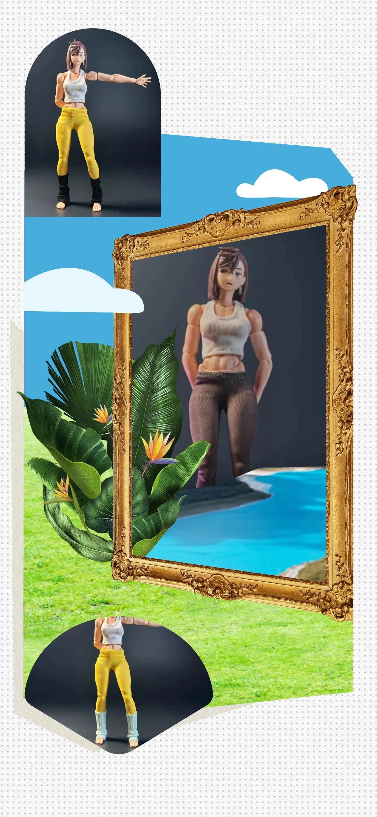 

【Без фигурки】Аксессуары для женской одежды солдата в масштабе 1/12: облегающая спортивная одежда, жилет для йоги, леггинсы, подходят для 6-дюймовых фигурок.