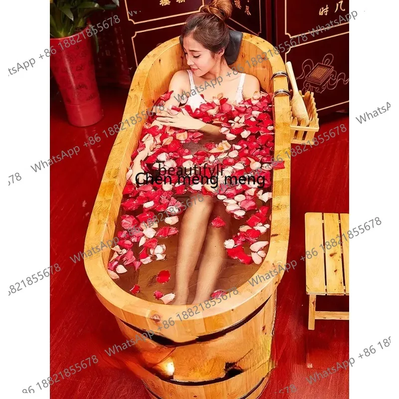 Wooden Bathtub for Adult, Cedar Barrels Bath Bucket, Fumigation Bath, Solid Bathtub