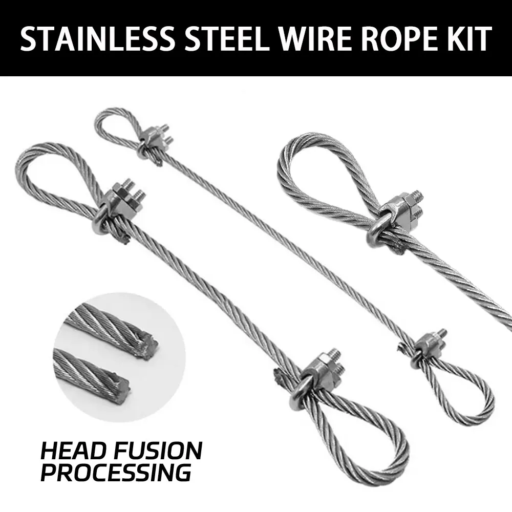 U-shaped Cable Clamp Kit With Stainless Steel Wire Rope Suspension Kit Suitable For Industrial Cables, Household Slings, Etc