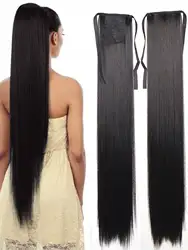 JINKAILI 18-34 Inch Extra Long Straight Ponytail Synthetic Ponytail Hair Extension For Women