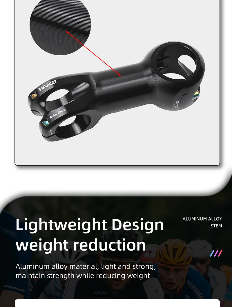 Wake Rennrad Fahrradzubehör Vorbau Lenkervorbau 31,8 mm 10-Grad-Aluminiumlegierung Leicht für Radfahren Silberner Vorbau – Detail 5