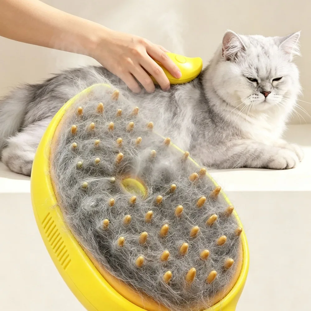 Electric 3‑in‑1 Pet Grooming Brush Steam Spray Comb for Dogs Cats Shedding Hair Removal Massage Care Tool