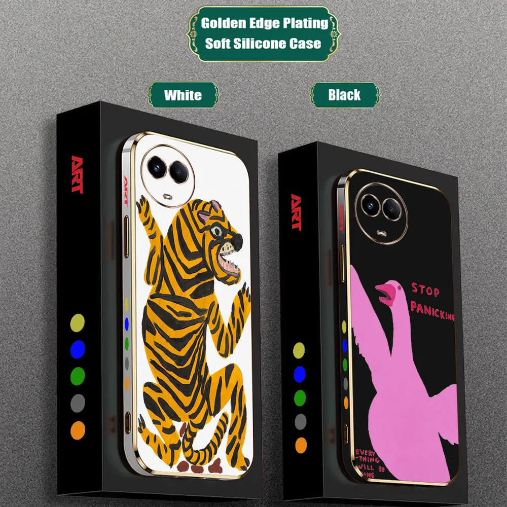 D-DavidS-S-Shrigley Visual Art Smooth E-TPU Phone Case For REALME GT 7 8 8I 9 9I 10 11 12 PRO C21Y C33 C35 C53 C55 C63 C65 Case