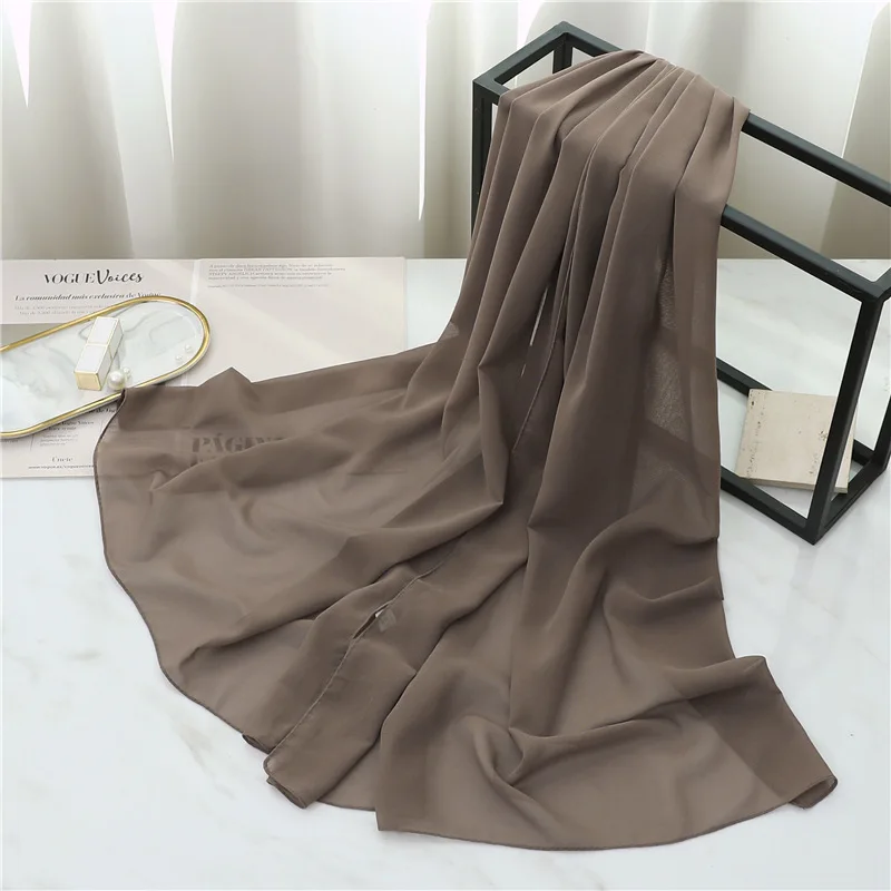 Summer Long Silk Scarf For Women Large Shawl Wrap Headband Solid Design Hijab Beach Stoles Female Foulard Echarpe Bandana image 2