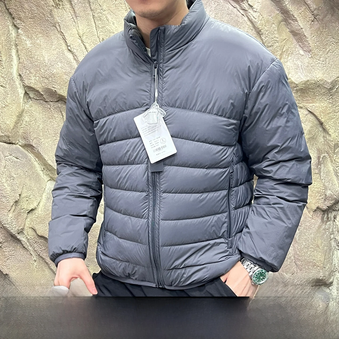 

Thiened Soft Warm Fabric High Lo 90 White Du down Winter Couple Stand Collar down Jaet Trendy Outdoor Sle Zipper Cl...