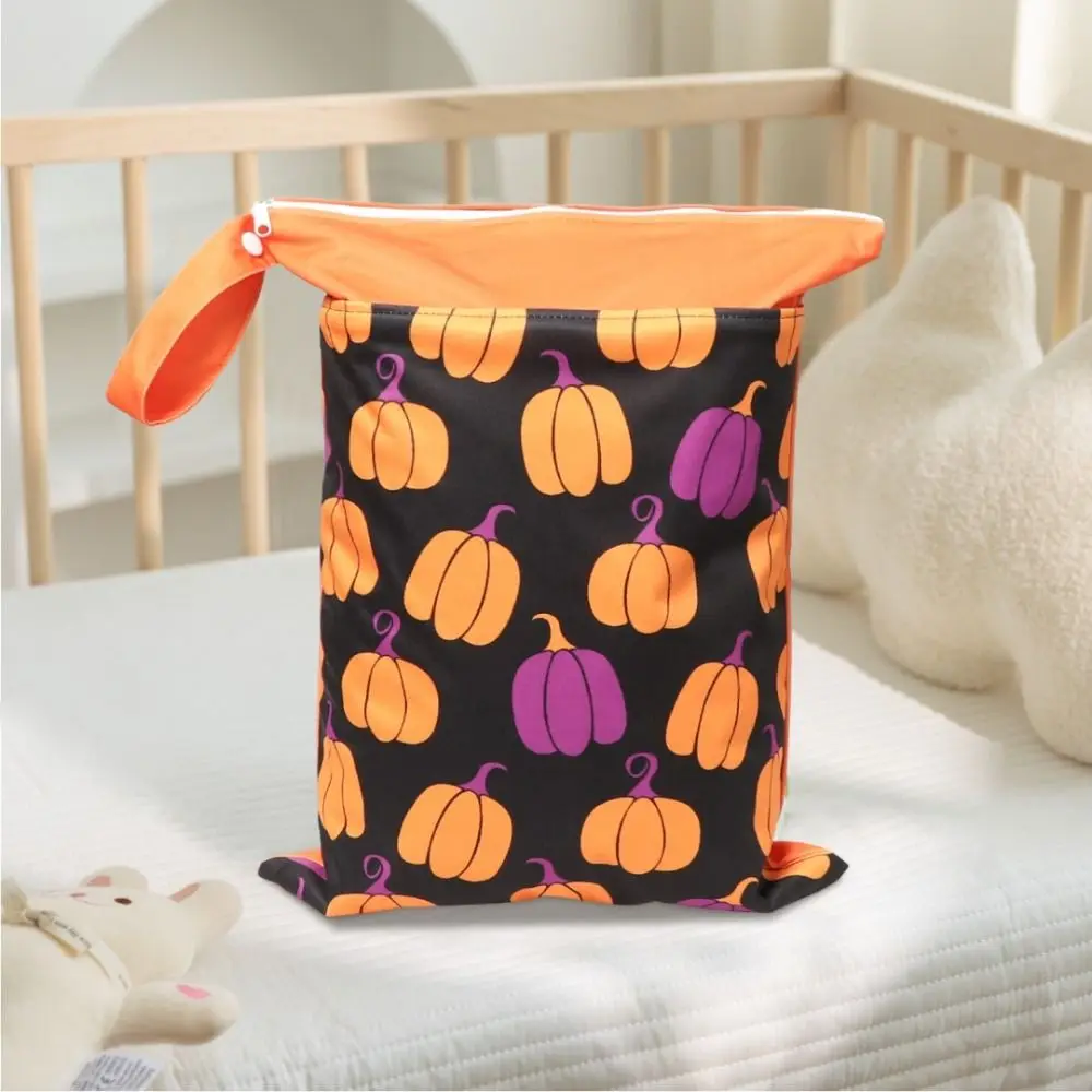 Bolsa de almacenamiento de pañales de doble capa para habitación de bebé, bolsa de almacenamiento de separación seca y húmeda, bolsa de mamá impermeable de gran capacidad, regalo de Halloween