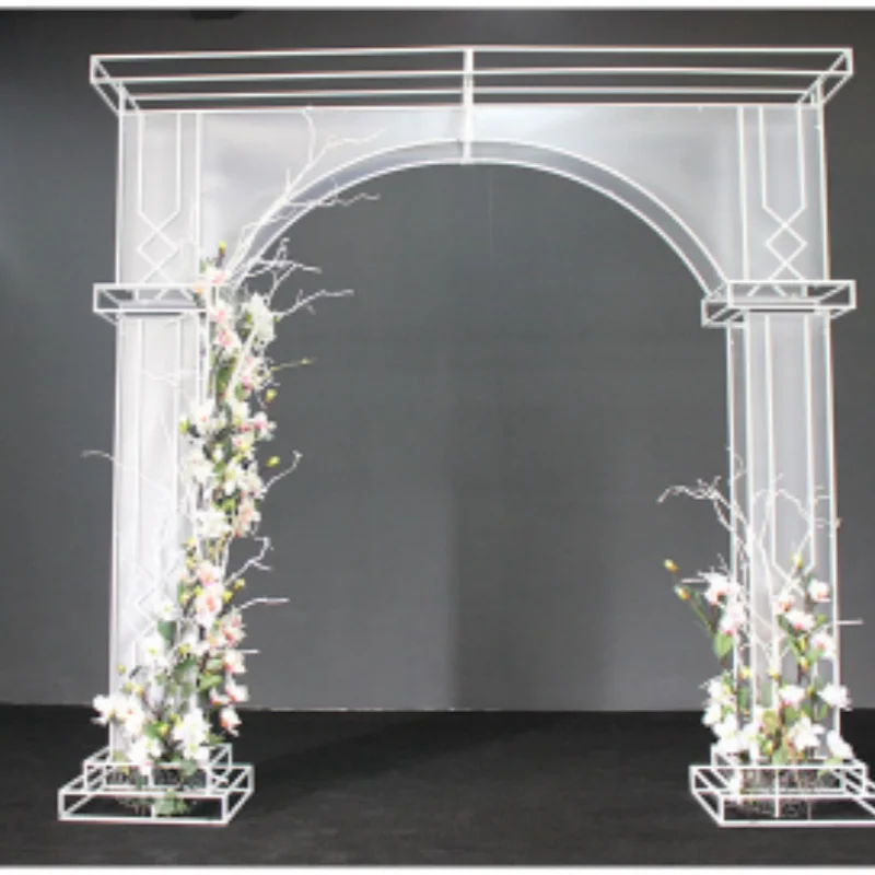 Wedding props wrought iron gold wavy road lead arch wedding flower door happiness door