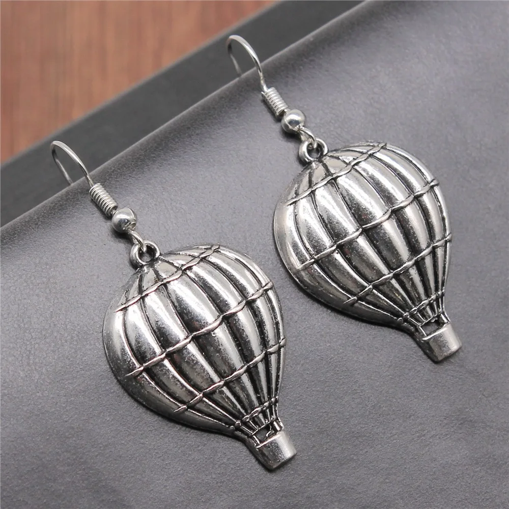 Fashion Handmade Simple Design Antique Silver Color Hot Air Balloon Pendant Earrings Drop Earrings image 2