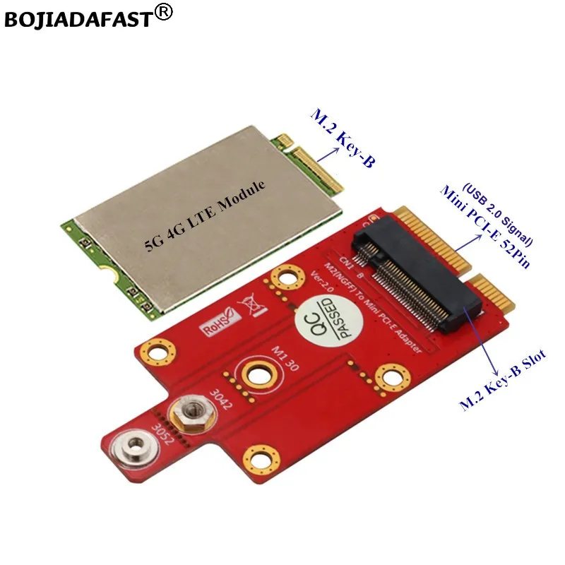 Mini PCI-E (USB 2.0) MPCIe Interface To M.2 NGFF Key-B Wireless Adapter (Without SIM Card Holder) For 5G 4G LTE Modem Module